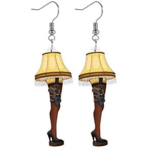 Cute Women Leg Lamp Earrings Funny Acrylic Yellow Skirt Earrings Story Movie Themed Earrings Personality Party Jewelry