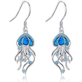 Jellyfish Earrings 925 Sterling Silver Jellyfish Jewelry Dangle Earrings Present for Women