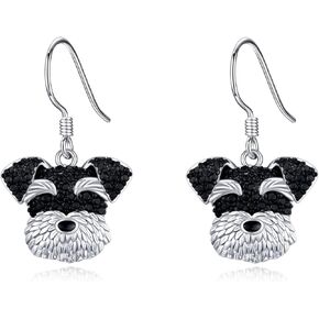 Schnauzer Dog Dangle Drop Earrings for Women 925 Sterling Silver Cute Dog Earrings Animals Earrings for Senstive Ears Pet Jewelry Schnauzer Gifts for Women Daughter