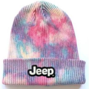 Jeep Tie-Dye Flip Knit Cold Weather Hat with Classic Text Logo, One Size Multicolor