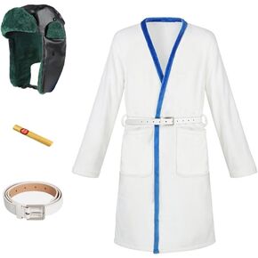 Cousin Eddie Costume Christmas Vacation Robe Belt with Trapper Hat Set Adult Halloween Cosplay Outfits