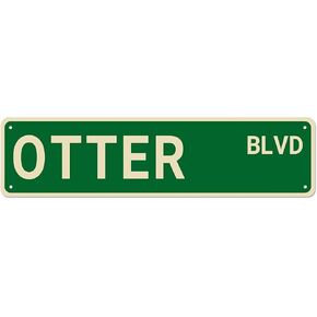 Otter BLVD Street Sign, Otter Sign Otter Decor Otter Lover Gift, Funny Animal Wall Decor for Home/Man Cave, Quality Metal Signs 16x4 Inch