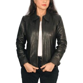 Women's Lambskin Leather Short Peacoat Jacket
