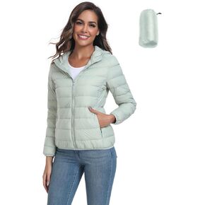 Valennia Women's Short Down Coat Packable Puffer Jacket With Hooded Winter Ultra Light Outerwear
