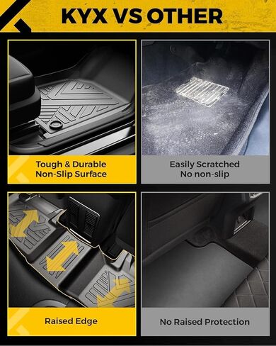 KYX Floor Mats for 2015-2023 F150 SuperCrew/Crew Cab, All Weather Protection Floor Liners 1st and 2nd Row Front & Rear, Car Mats TPE Black in Saudi Arabia