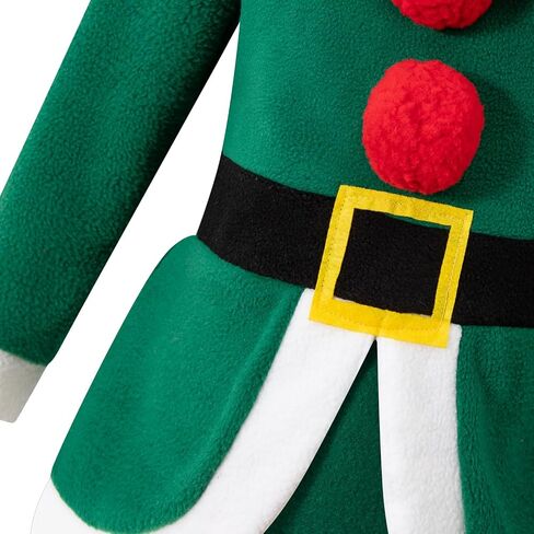 Kid Boy Christmas Green Elf Costume Outfit Party Set Long Sleeves With Hat Helper Xmas in Saudi Arabia