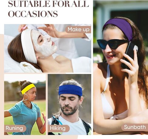 Headbands for Women Non Slip - 9 Pcs Fabric Elastic Hair Bands for Women's Hair, Soft Cotton Cloth Stretchy Sport Headbands, Sweat Absorption Athletic Hairbands for Workout Yoga Running - G in Kuwait