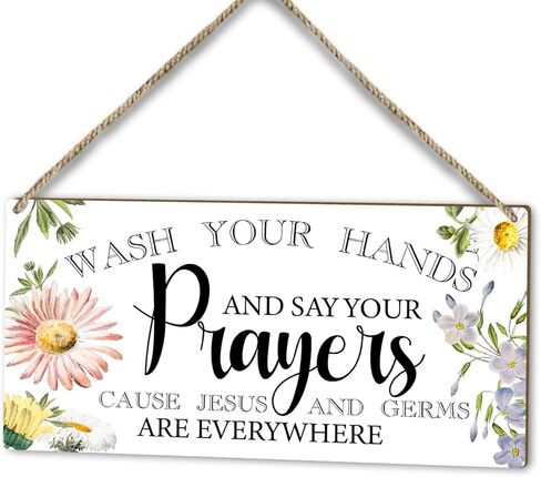 Bless the Food Before Us Sign, Christian Wood Door Hanging Plaque Decor, Religion Home Farmhouse Rustic Watercolor Flower Dining Room Shelf Decor Wooden Sign, Wall Art Decor Kitchen Idea Gift-55 in Saudi Arabia