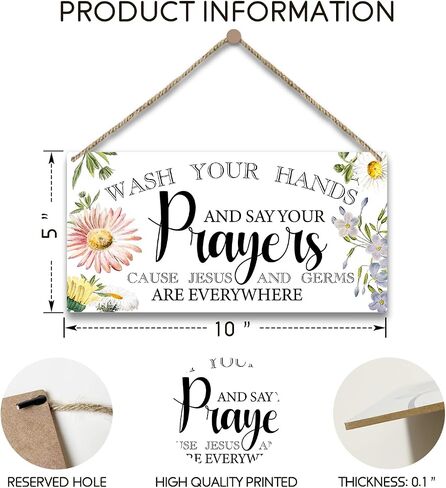 Bless the Food Before Us Sign, Christian Wood Door Hanging Plaque Decor, Religion Home Farmhouse Rustic Watercolor Flower Dining Room Shelf Decor Wooden Sign, Wall Art Decor Kitchen Idea Gift-55 in Saudi Arabia