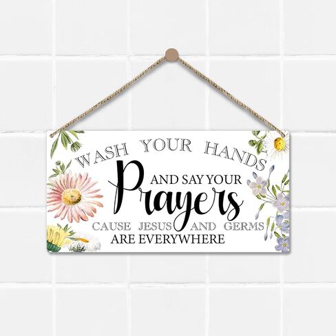 Bless the Food Before Us Sign, Christian Wood Door Hanging Plaque Decor, Religion Home Farmhouse Rustic Watercolor Flower Dining Room Shelf Decor Wooden Sign, Wall Art Decor Kitchen Idea Gift-55 in Saudi Arabia