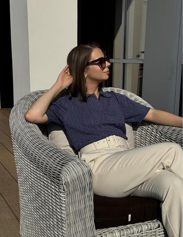Zeagoo Women Short Sleeve Sweater Pullover Polo Tops V Neck Knit Casual Soft Pullover Shirt in Saudi Arabia