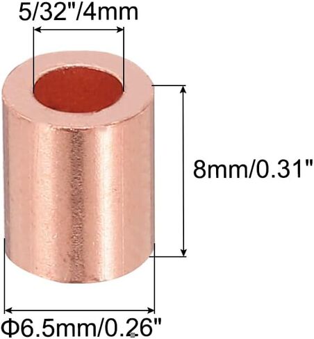PATIKIL 1/8"/ 3mm Wire Rope Stop Sleeve, 25 Pack Copper Crimping Loop Sleeve End for Wire Rope Cable Ferrule, Gold Tone in Saudi Arabia