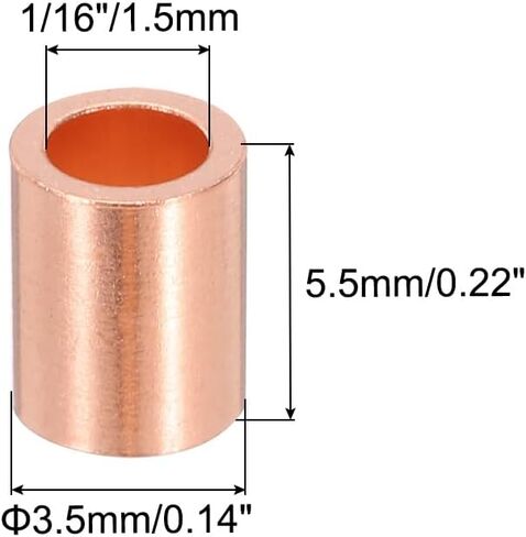 PATIKIL 1/8"/ 3mm Wire Rope Stop Sleeve, 25 Pack Copper Crimping Loop Sleeve End for Wire Rope Cable Ferrule, Gold Tone in Saudi Arabia