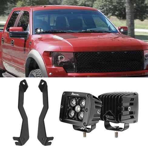 كبسولات LED مكعبة مع مجموعة دعامة تثبيت لسيارة Ford F150 2004-2014 والجيل الأول SVT Raptor، شريط إضاءة LED يتصاعد على الطرق الوعرة، غطاء محرك السيارة على الطرق الوعرة، دعامات تثبيت خفيفة in Kuwait