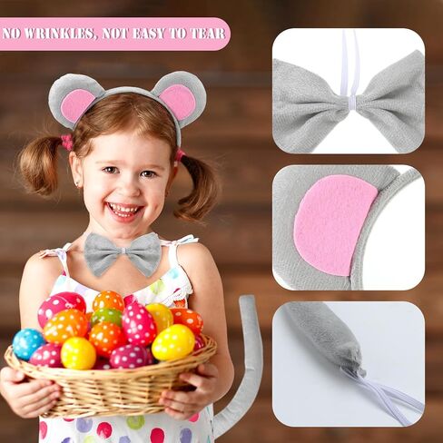 مجموعة إكسسوارات زي الفأر 20 قطعة من Tigeen، 20 قطعة من عصابة رأس أذن الفأر، 20 قطعة ربطة عنق، 20 قطعة من ذيل الفأر لأزياء الهالوين التنكرية لتزيين الحفلات in Kuwait