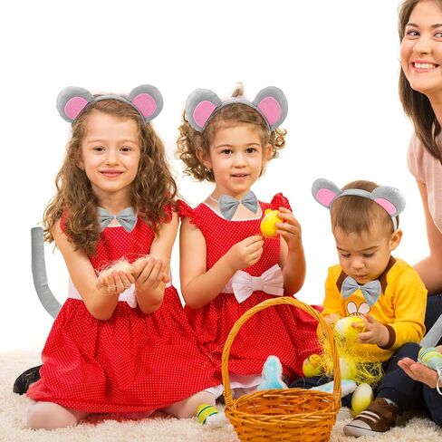 مجموعة إكسسوارات زي الفأر 20 قطعة من Tigeen، 20 قطعة من عصابة رأس أذن الفأر، 20 قطعة ربطة عنق، 20 قطعة من ذيل الفأر لأزياء الهالوين التنكرية لتزيين الحفلات in Kuwait