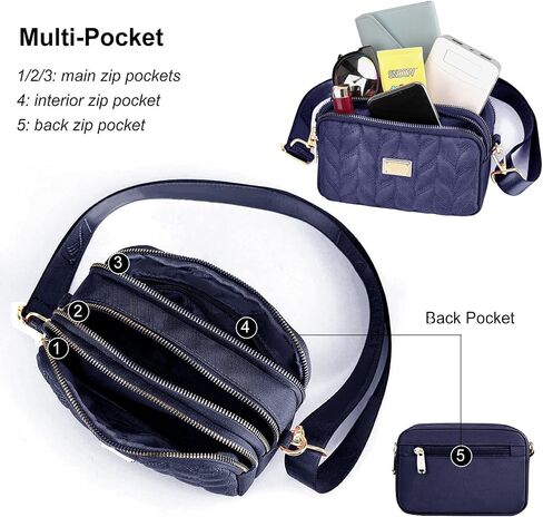 Ladies Girls Crossbody Bag Multi-Pocket Shoulder Bag Waterproof Nylon Handbag Small Cellphone Purse Wallet for Women in Saudi Arabia
