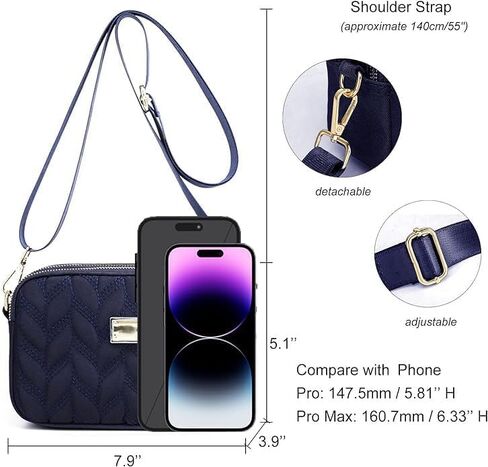 Ladies Girls Crossbody Bag Multi-Pocket Shoulder Bag Waterproof Nylon Handbag Small Cellphone Purse Wallet for Women in Saudi Arabia