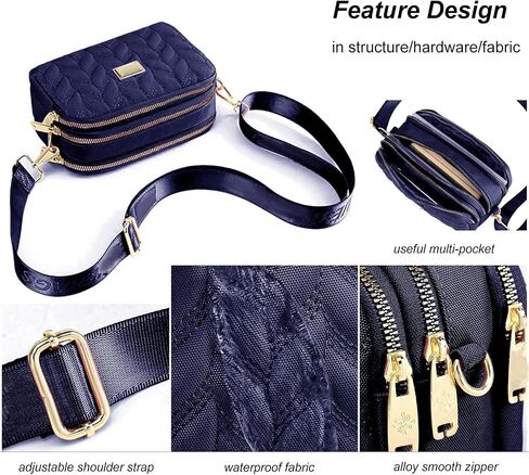 Ladies Girls Crossbody Bag Multi-Pocket Shoulder Bag Waterproof Nylon Handbag Small Cellphone Purse Wallet for Women in Saudi Arabia