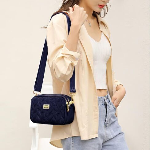 Ladies Girls Crossbody Bag Multi-Pocket Shoulder Bag Waterproof Nylon Handbag Small Cellphone Purse Wallet for Women in Saudi Arabia