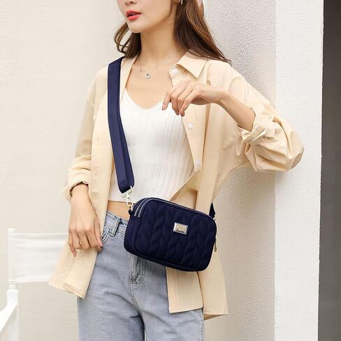 Ladies Girls Crossbody Bag Multi-Pocket Shoulder Bag Waterproof Nylon Handbag Small Cellphone Purse Wallet for Women in Saudi Arabia