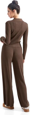SUUKSESS Women Knit Long Sleeve Lounge Sets Ribbed Matching Comfy Two Piece Sets in Saudi Arabia