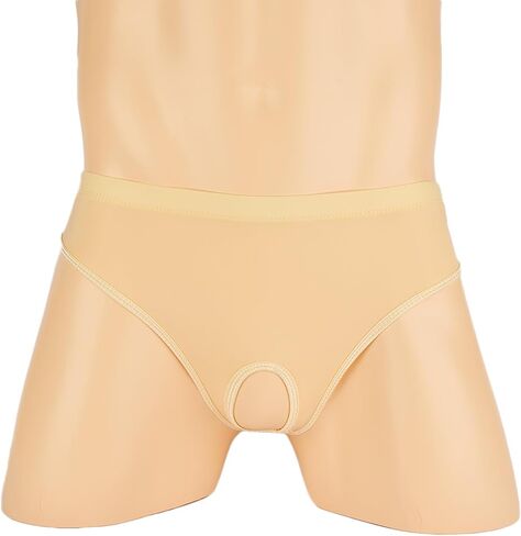 Men's sexy underwear with transparent ice silk fabric hollow open crotch triangle pants in Saudi Arabia