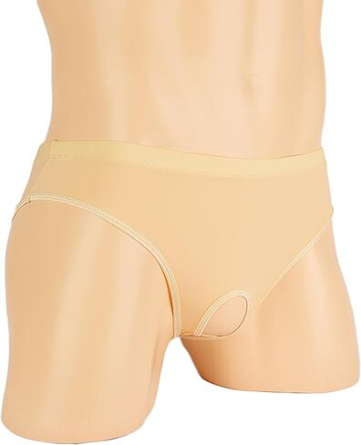 Men's sexy underwear with transparent ice silk fabric hollow open crotch triangle pants in Saudi Arabia