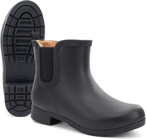 Chooka Women's Delridge Waterproof Faux Fur Chelsea Rain Boot Slip On | Ladies pull-on street style shoes with plush lining, built for puddles, styled for the city in Kuwait