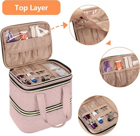 YARWO Pill Bottles Organizer Empty, Upgraded 3 Layers Medicine Storage Bag with Demountable Design and Dividers, Medication Travel Case for Pills, Vitamins, Masks, First Aid Supplies, Black in Kuwait