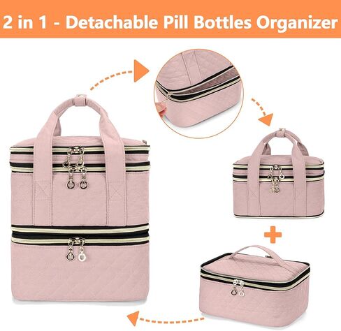 YARWO Pill Bottles Organizer Empty, Upgraded 3 Layers Medicine Storage Bag with Demountable Design and Dividers, Medication Travel Case for Pills, Vitamins, Masks, First Aid Supplies, Black in Kuwait