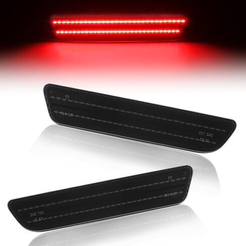 Rear Fender LED Side Marker Lights for Fo-rd Mus-tang 2015-2023, Mus-tang Smoked Lens Side Bumper Marker Lamps, [Ultra-Bright] White LED Side Markers Turn Signal Lights, 2 PCS in Kuwait