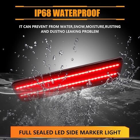 Rear Fender LED Side Marker Lights for Fo-rd Mus-tang 2015-2023, Mus-tang Smoked Lens Side Bumper Marker Lamps, [Ultra-Bright] White LED Side Markers Turn Signal Lights, 2 PCS in Kuwait