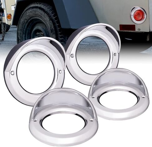 TRUE MODS 4pc 2.5 inch Round LED Marker Light Chrome Visor Bezel [Install-On-Grommet] for SIL2506 SIL2513 LED Trailer Marker Lights in Kuwait