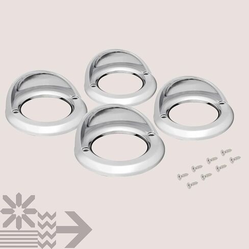 TRUE MODS 4pc 2.5 inch Round LED Marker Light Chrome Visor Bezel [Install-On-Grommet] for SIL2506 SIL2513 LED Trailer Marker Lights in Kuwait