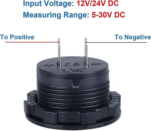 2Pcs Car Voltage Gauge 12V 24V LED Display Voltmeter Compatible with Vehicle Motorcycle Truck Camper ATV UTV Boat Marine (Curved Surface Blue LED) in Kuwait