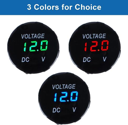 2Pcs Car Voltage Gauge 12V 24V LED Display Voltmeter Compatible with Vehicle Motorcycle Truck Camper ATV UTV Boat Marine (Curved Surface Blue LED) in Kuwait
