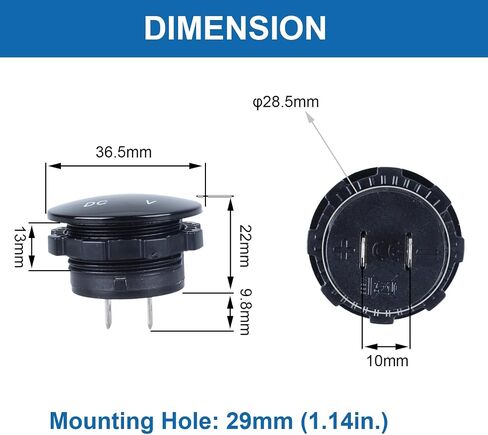 2Pcs Car Voltage Gauge 12V 24V LED Display Voltmeter Compatible with Vehicle Motorcycle Truck Camper ATV UTV Boat Marine (Curved Surface Blue LED) in Kuwait