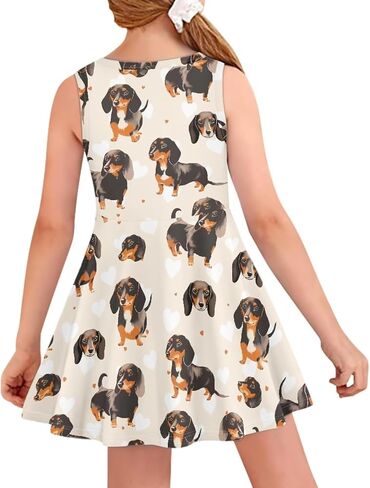 Girls Summer Dress High Waisted Sleeveless Camisole Party Holiday Swing Sunny Dress for 3-16 Teens in Saudi Arabia