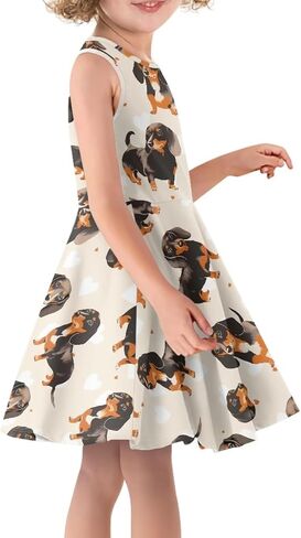 Girls Summer Dress High Waisted Sleeveless Camisole Party Holiday Swing Sunny Dress for 3-16 Teens in Saudi Arabia