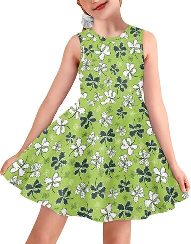 Girls Summer Dress High Waisted Sleeveless Camisole Party Holiday Swing Sunny Dress for 3-16 Teens in Saudi Arabia