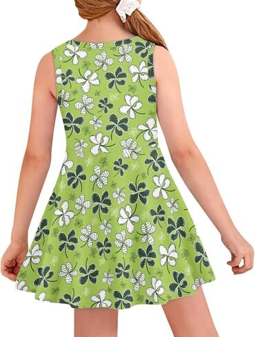 Girls Summer Dress High Waisted Sleeveless Camisole Party Holiday Swing Sunny Dress for 3-16 Teens in Saudi Arabia