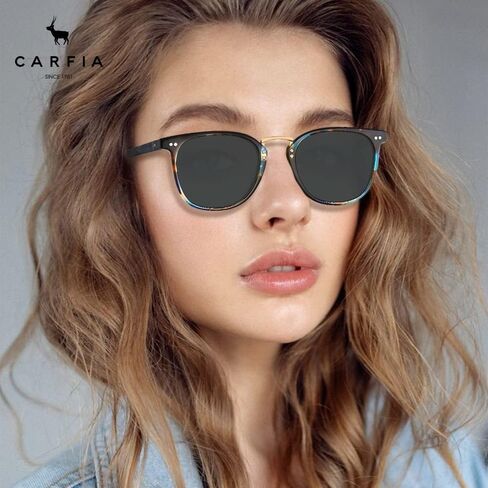 CARFIA Small Face Acetate Polarized Sunglasses for Women UV Protection, Retro Trendy Eyewear Metal Bridge Brow Ladies Sunnies in Saudi Arabia