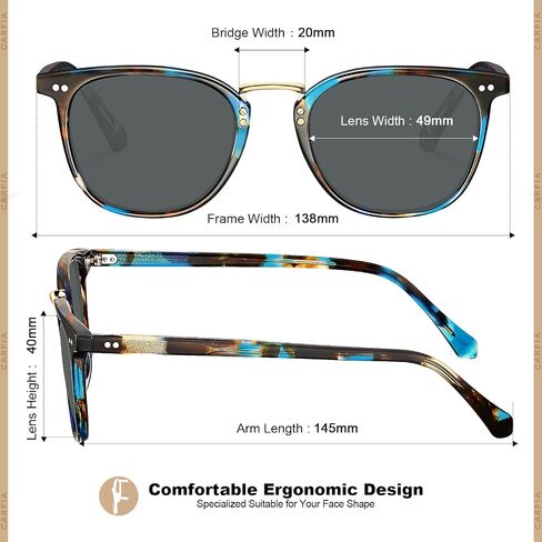 CARFIA Small Face Acetate Polarized Sunglasses for Women UV Protection, Retro Trendy Eyewear Metal Bridge Brow Ladies Sunnies in Saudi Arabia