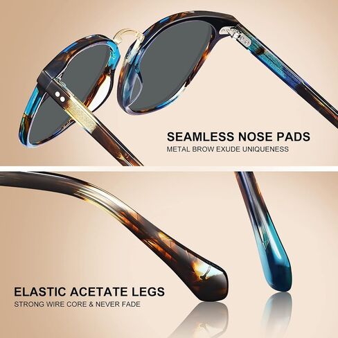 CARFIA Small Face Acetate Polarized Sunglasses for Women UV Protection, Retro Trendy Eyewear Metal Bridge Brow Ladies Sunnies in Saudi Arabia