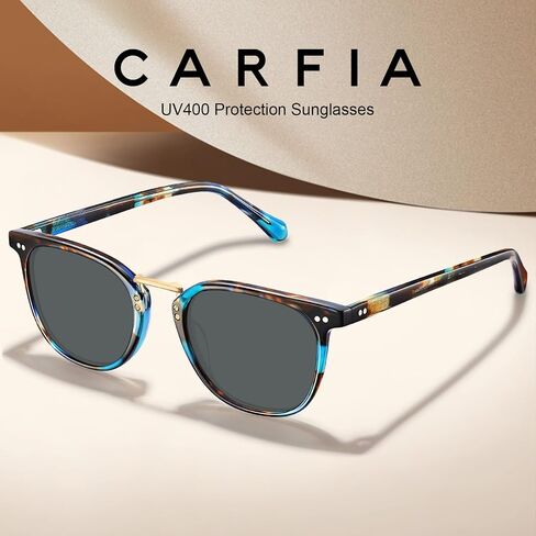CARFIA Small Face Acetate Polarized Sunglasses for Women UV Protection, Retro Trendy Eyewear Metal Bridge Brow Ladies Sunnies in Saudi Arabia