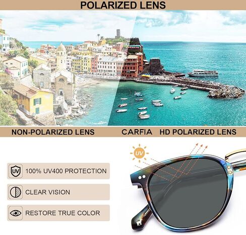 CARFIA Small Face Acetate Polarized Sunglasses for Women UV Protection, Retro Trendy Eyewear Metal Bridge Brow Ladies Sunnies in Saudi Arabia