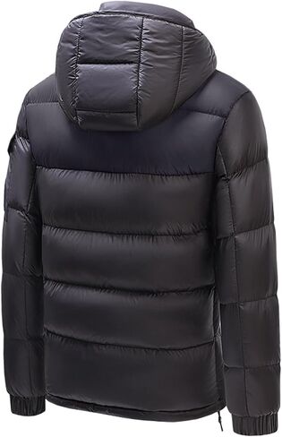 Men's Hooded Puffer Jacket Winter Coat Warm Thickened Zip Up Quilted Padded Jackets with Pockets in Saudi Arabia
