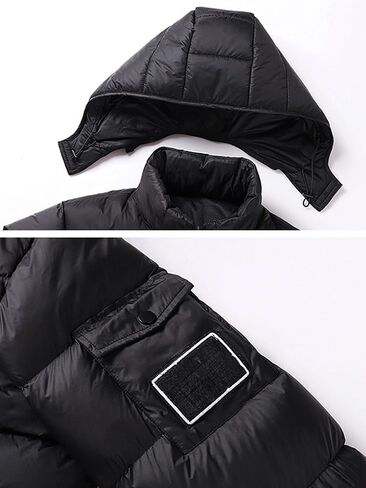 Men's Hooded Puffer Jacket Winter Coat Warm Thickened Zip Up Quilted Padded Jackets with Pockets in Saudi Arabia