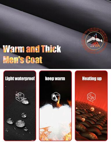 Men's Hooded Puffer Jacket Winter Coat Warm Thickened Zip Up Quilted Padded Jackets with Pockets in Saudi Arabia
